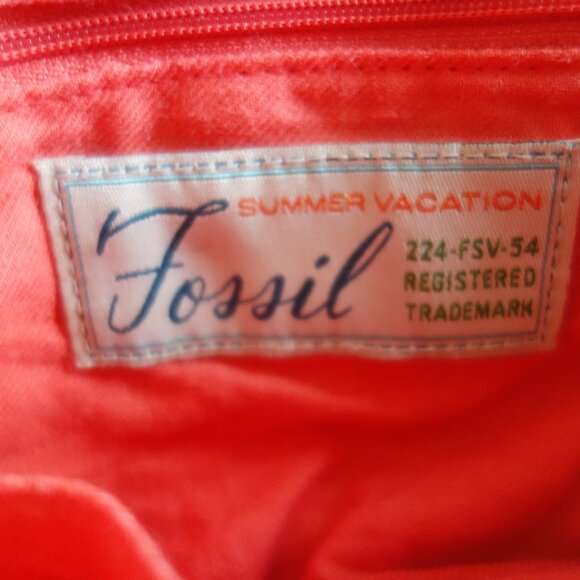 FOSSIL Summer Vacation Orange Shoulder Bag w/ charms - Picture 8 of 9